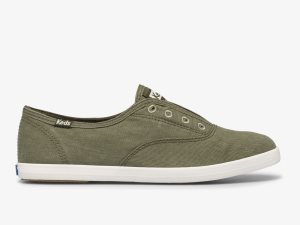 Keds Chillax Washable Feat Organic Bomull Olivgröna | 1268JKURG