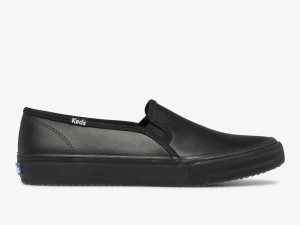 Keds Double Decker Läder Svarta | 7219FZTVJ