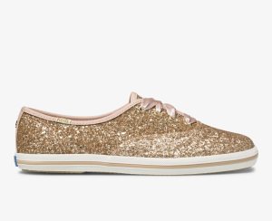 Keds Kate Spade New York Champion Glitter Rosa Guld | 0412ATZSJ