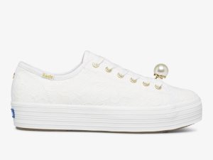 Keds Ksny Triple Kick Floral Eyelet Pearls Vita | 6839JTYNB