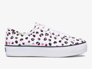 Keds Triple Kick Leopard Canvas Vita Olika Färger | 4317FSHKY