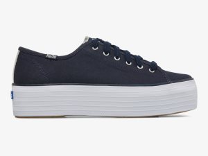 Keds Triple Up Canvas Marinblå Silver | 7435YNUXA