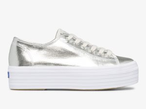 Keds Triple Up Metallic Twill Silver | 2354NVUDL