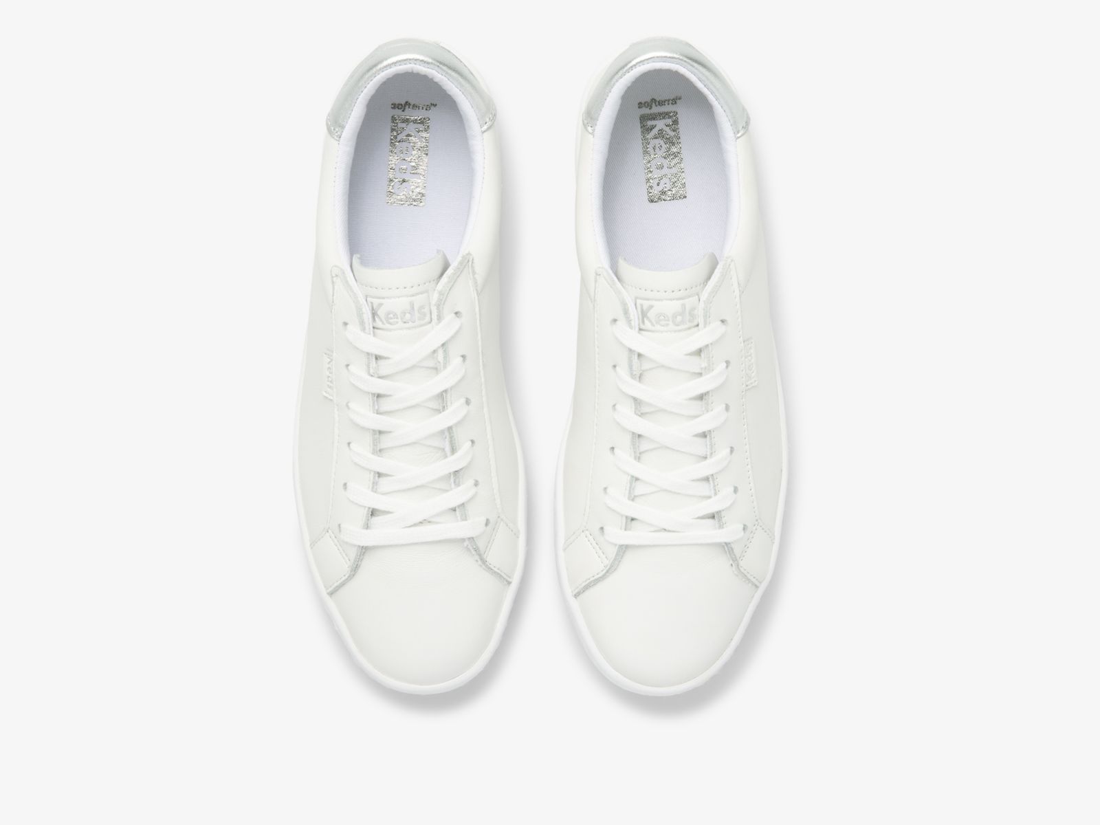 Keds Ace Läder Vita Silver | 5347ZXRCM