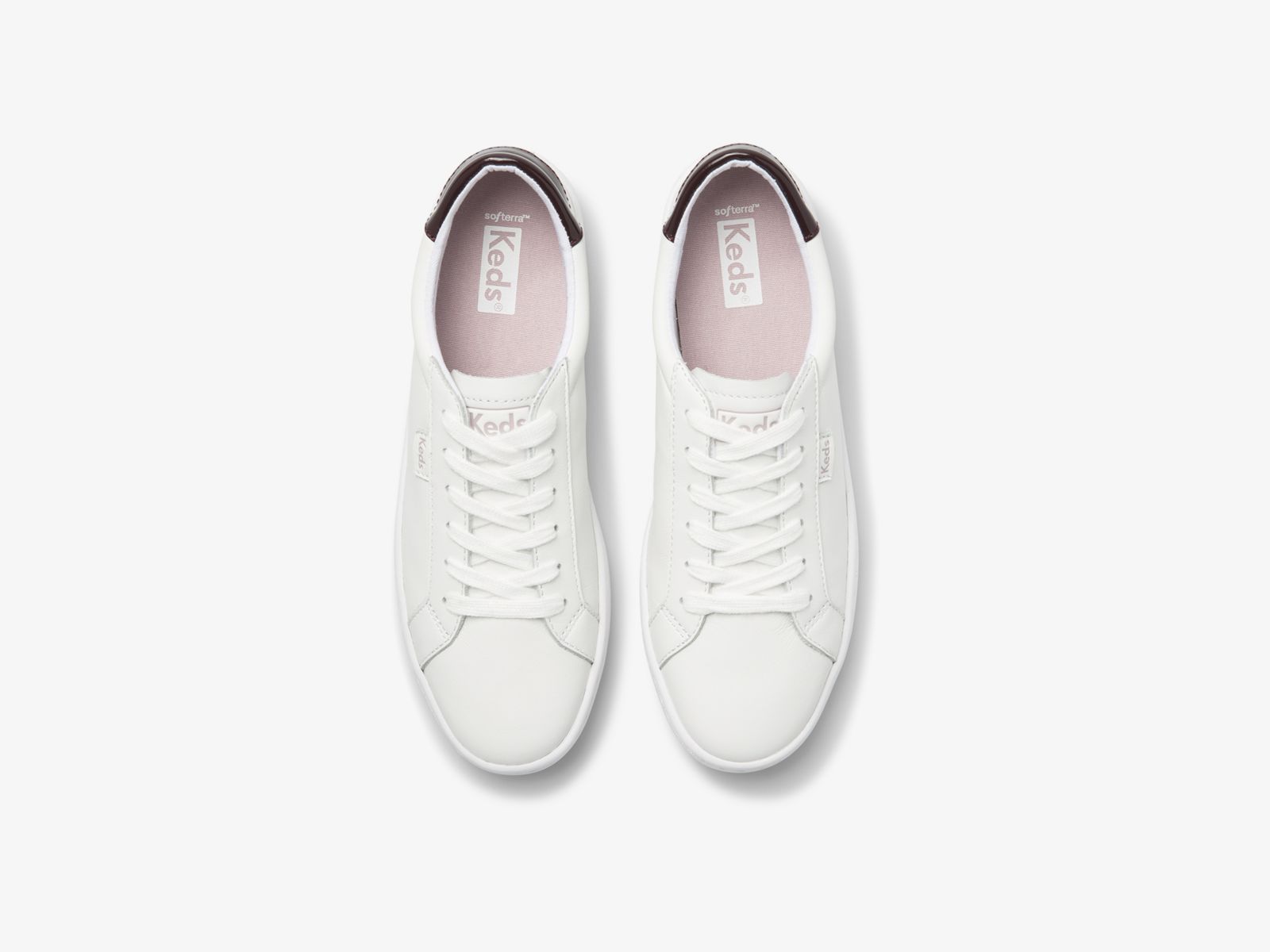 Keds Ace Läder Vita Vinröda | 7694ETPXK