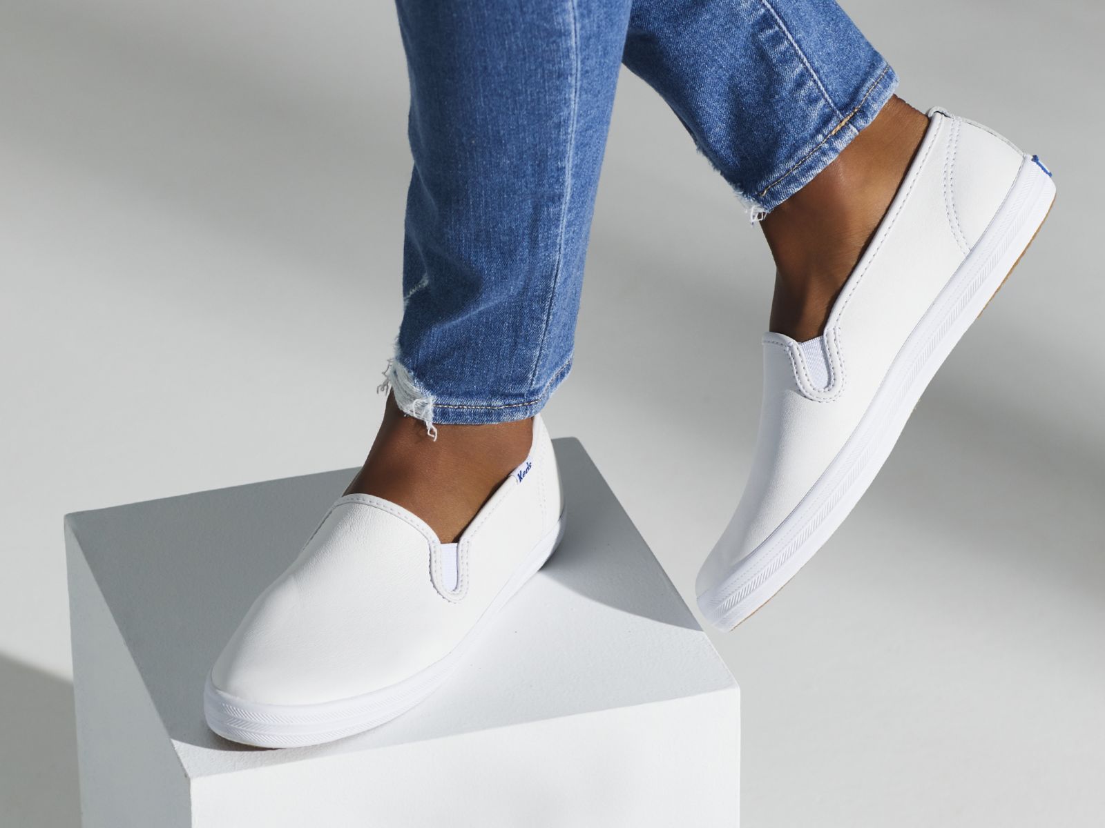 Keds Champion Slip On Läder Vita | 8015OIQGC