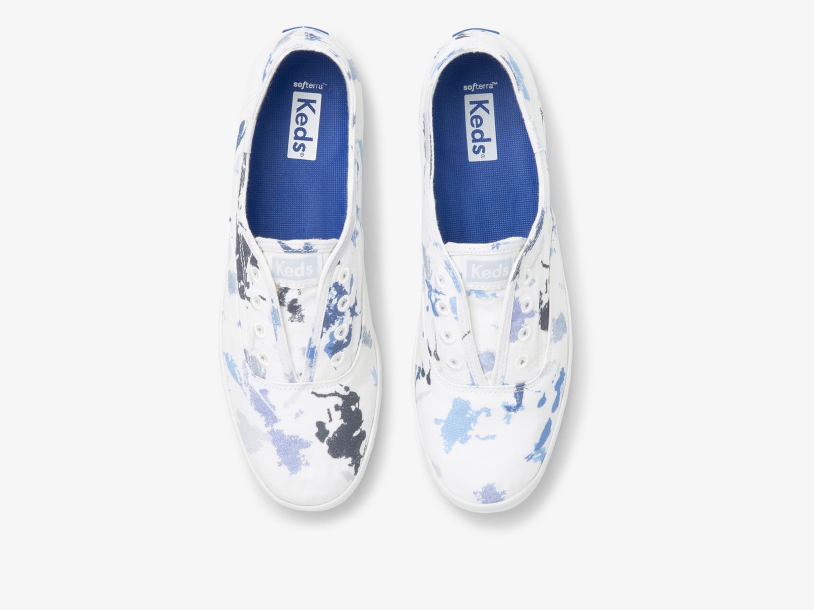 Keds Chillax Splatter Twill Vita Blå | 9756ODXEU