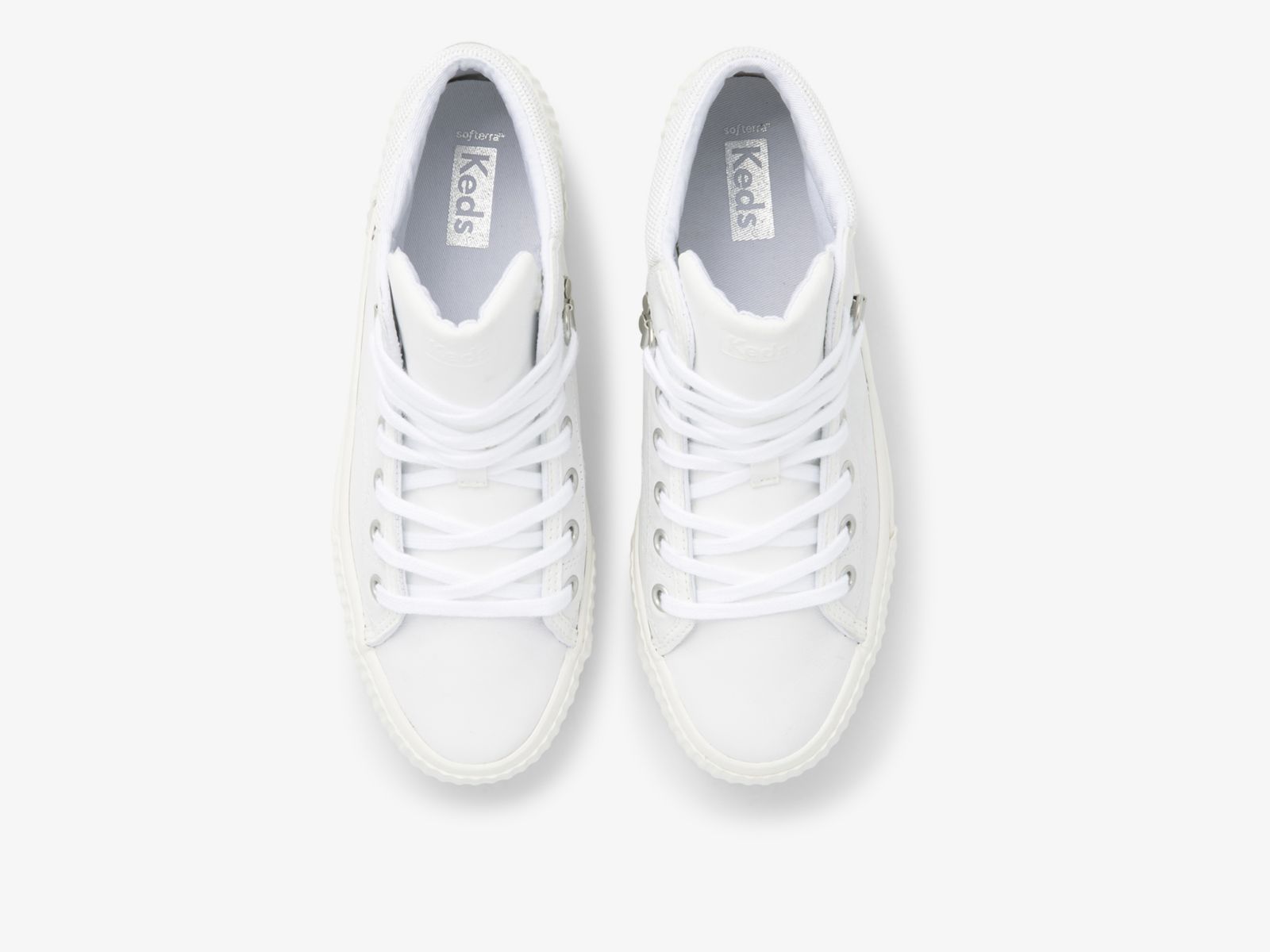 Keds Demi Trx Mid Läder Vita Silver | 1042EGCPL