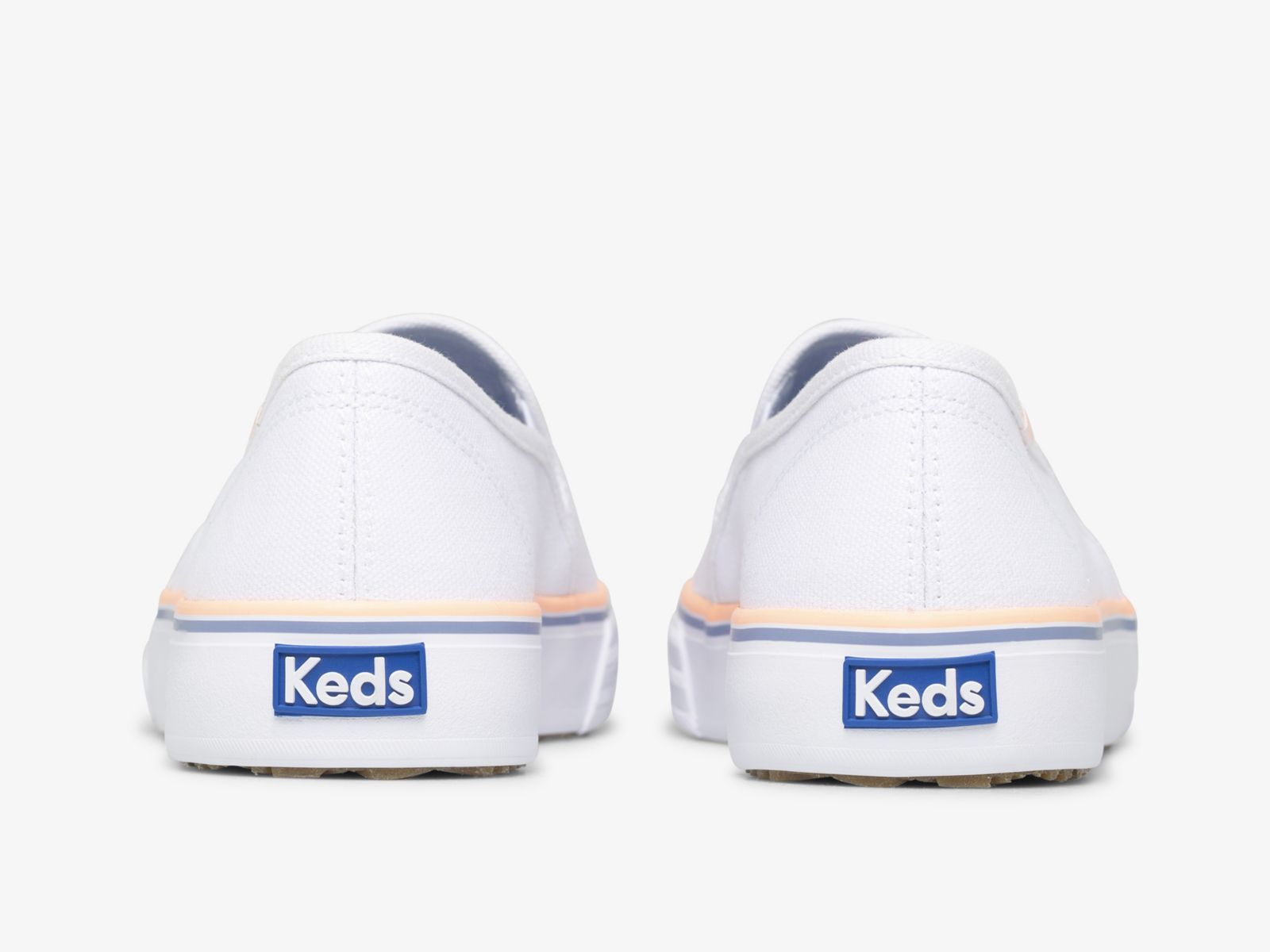 Keds Double Decker Canvas Vita Korall | 9671APCON