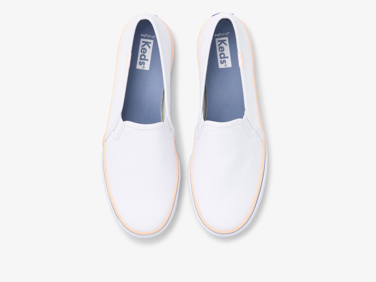 Keds Double Decker Canvas Vita Korall | 9671APCON