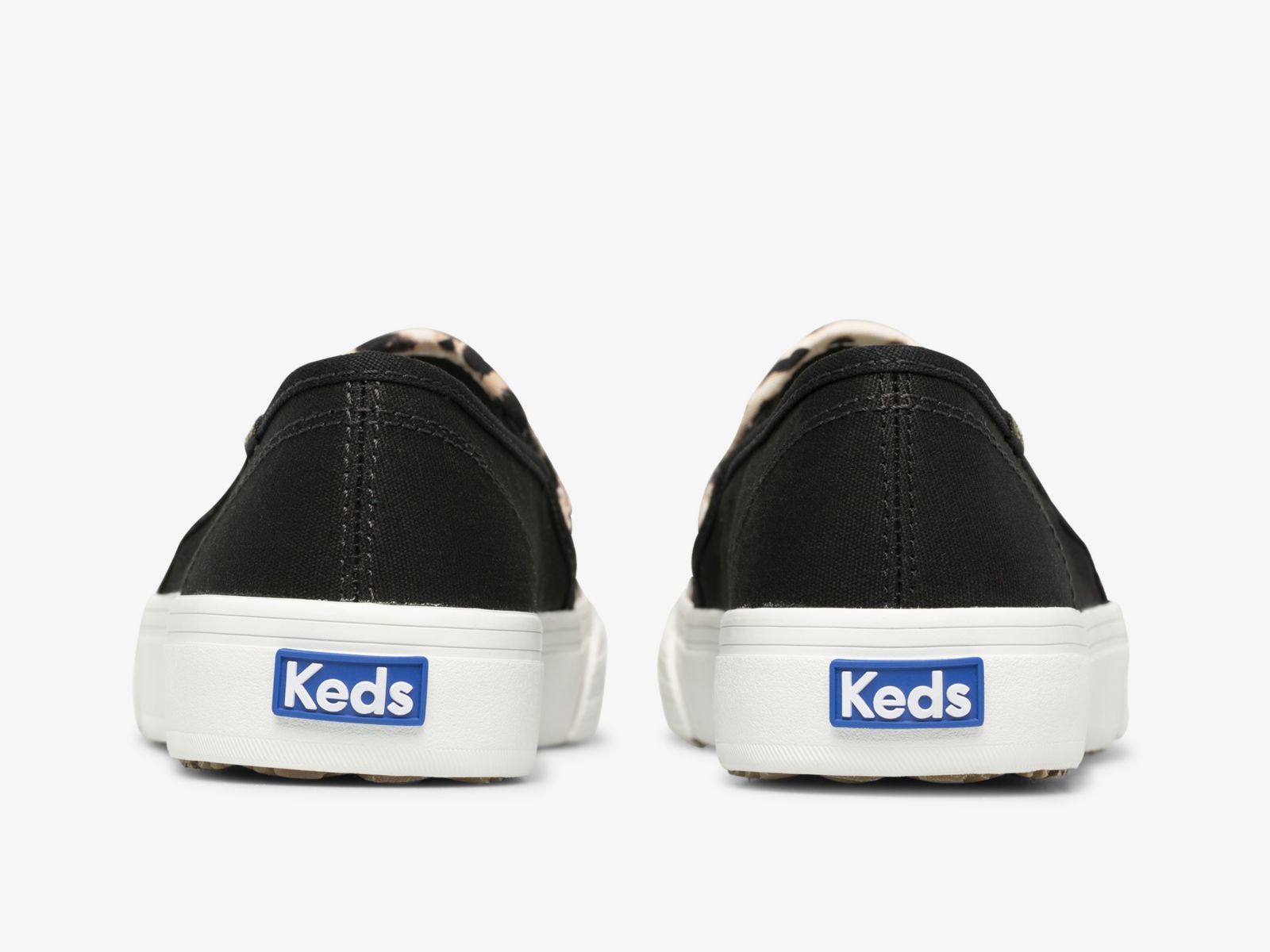 Keds Double Decker Leopard Canvas Svarta | 6207JPDRT