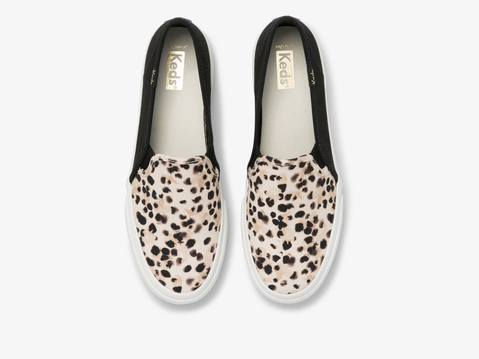 Keds Double Decker Leopard Canvas Svarta | 6207JPDRT