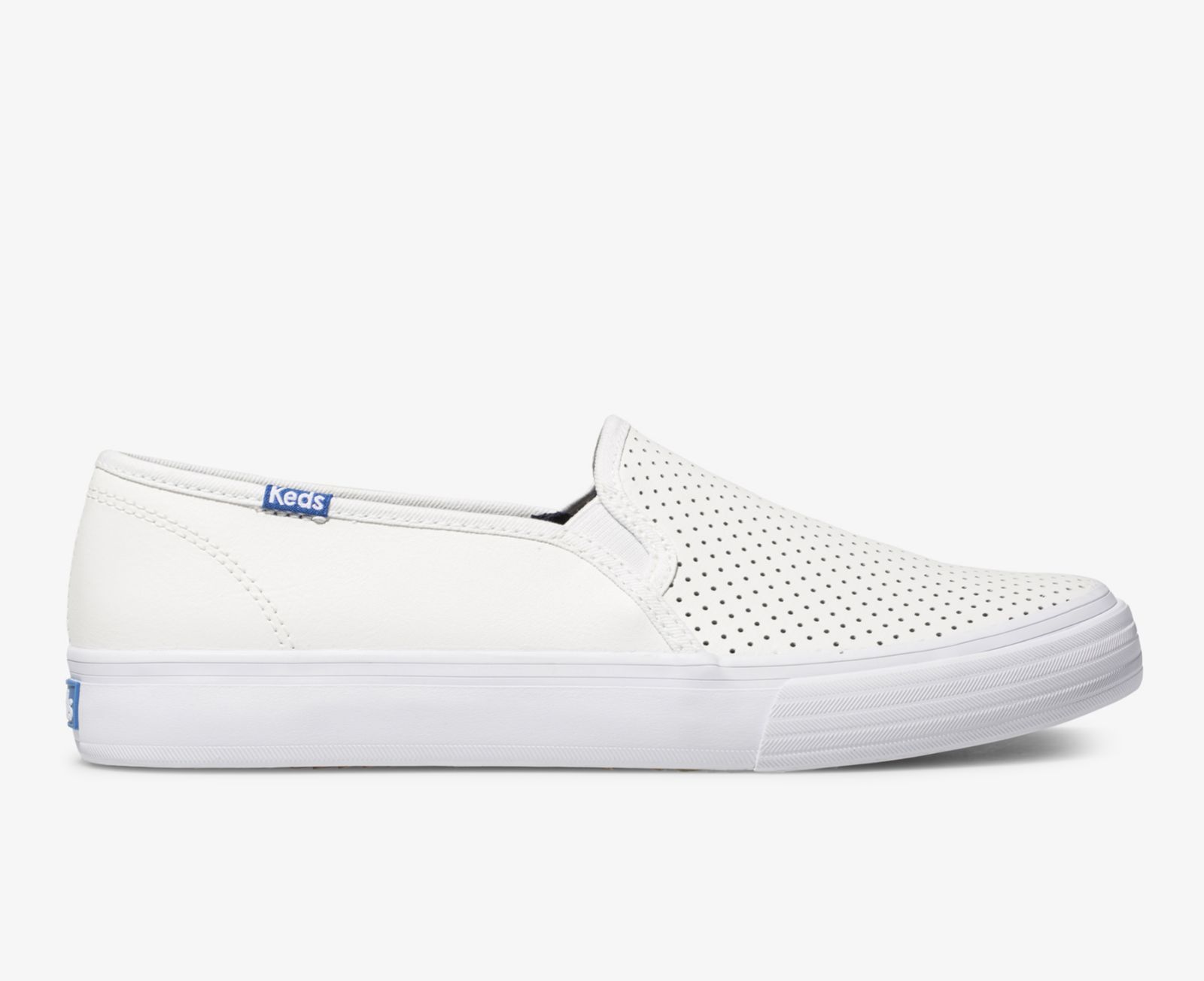 Keds Double Decker Perf Läder Vita | 0963HGKLJ