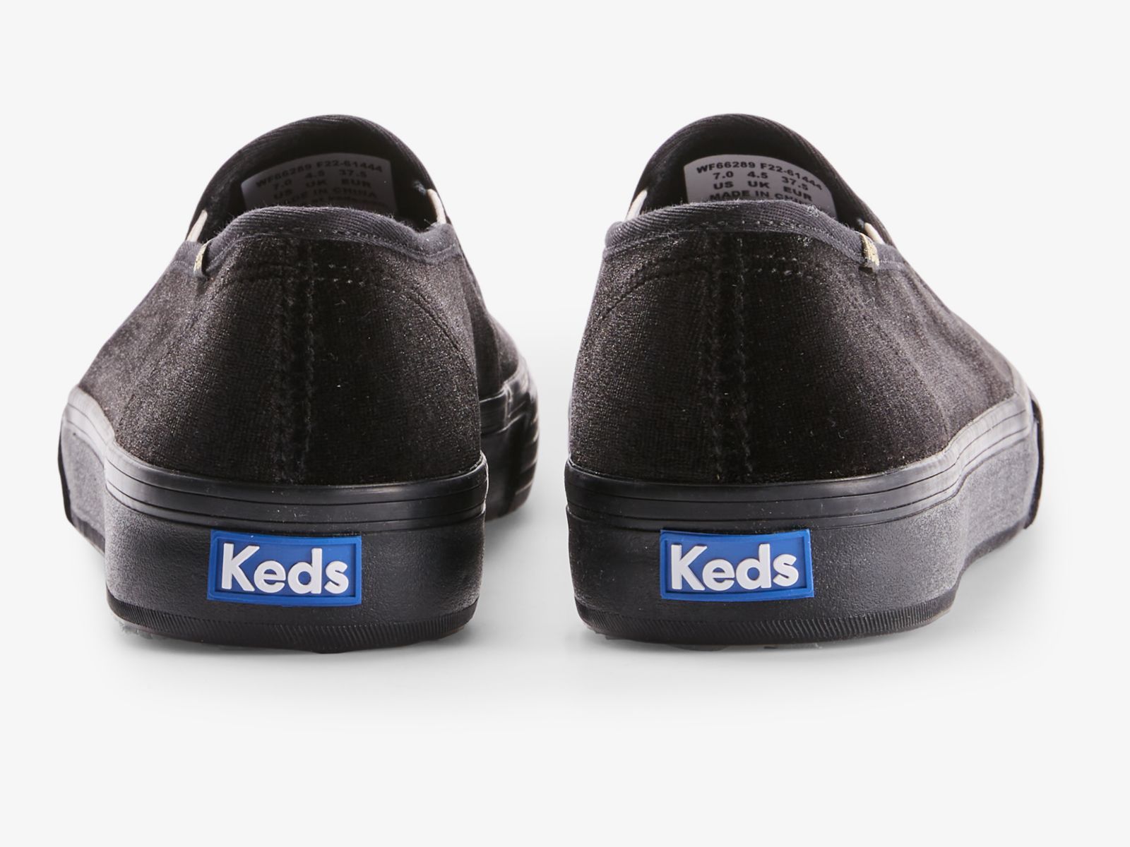 Keds Double Decker Velvet Cheers Svarta | 4286SKPGO