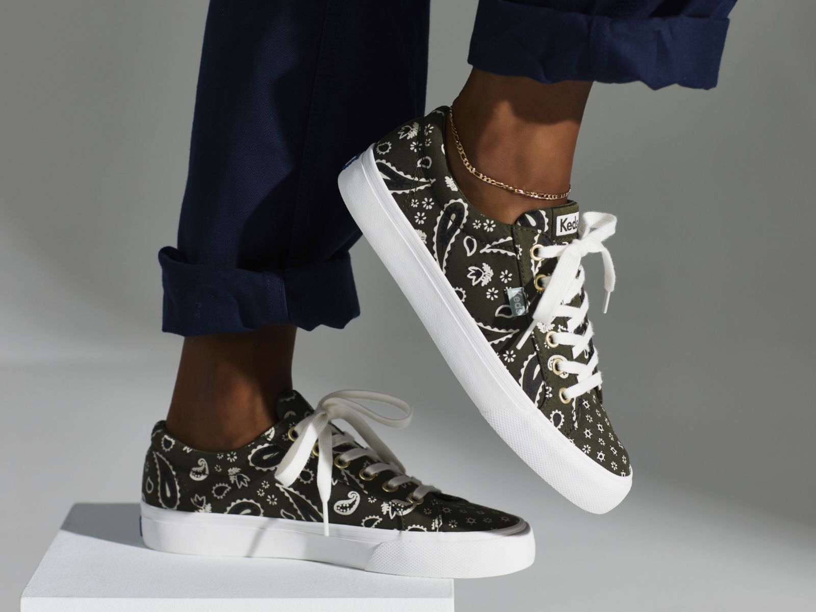 Keds Jump Kick Feat Organic Bandana Olivgröna | 3674POYZW