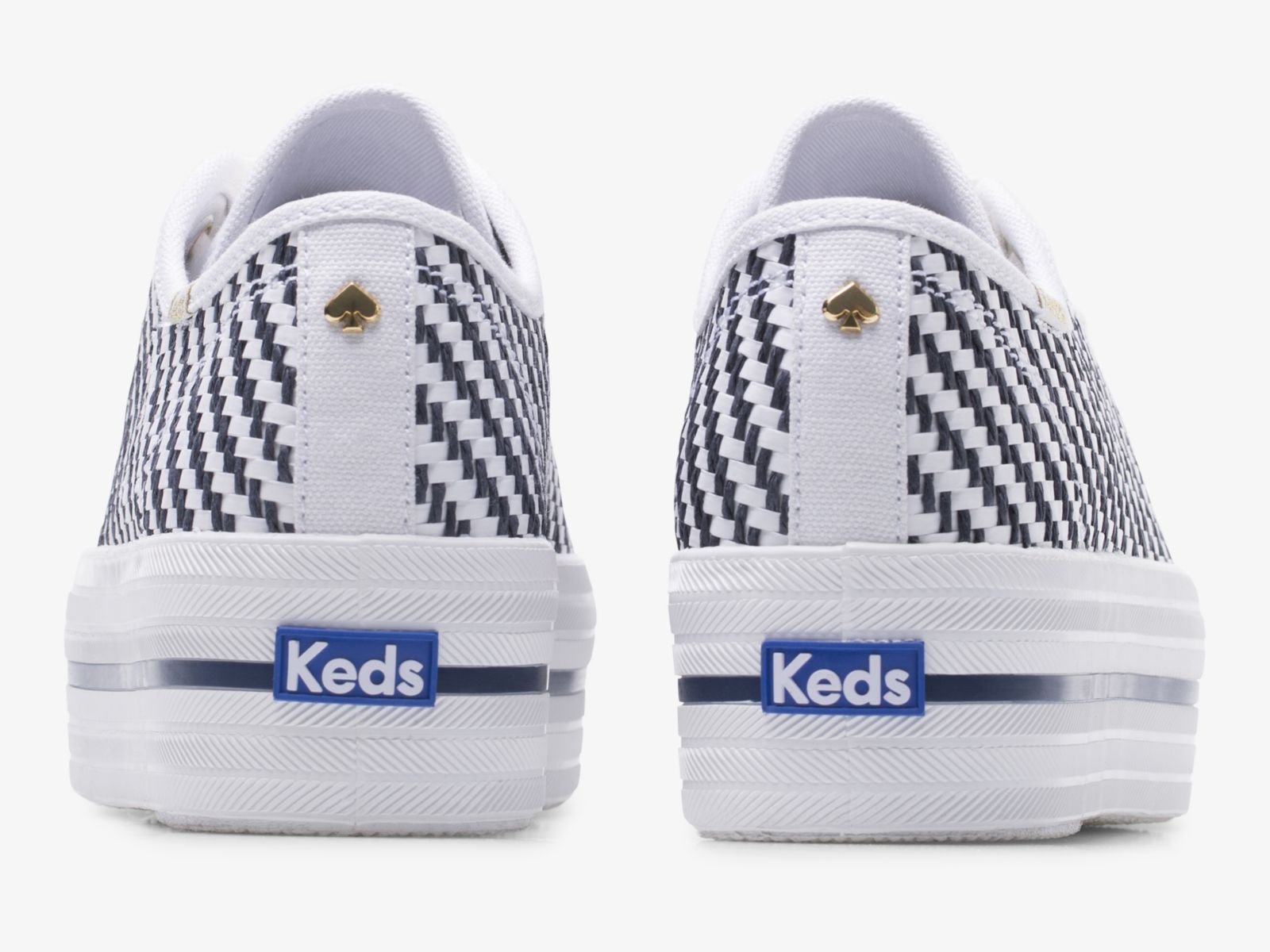 Keds Kate Spade New York Triple Up Woven Vita Marinblå | 1708UFIYW