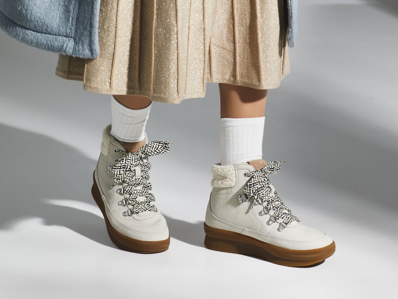 Keds Midland Boot Luxe Läder W/ Faux Shearling And Thinsulate Grädde | 6237NBLQX