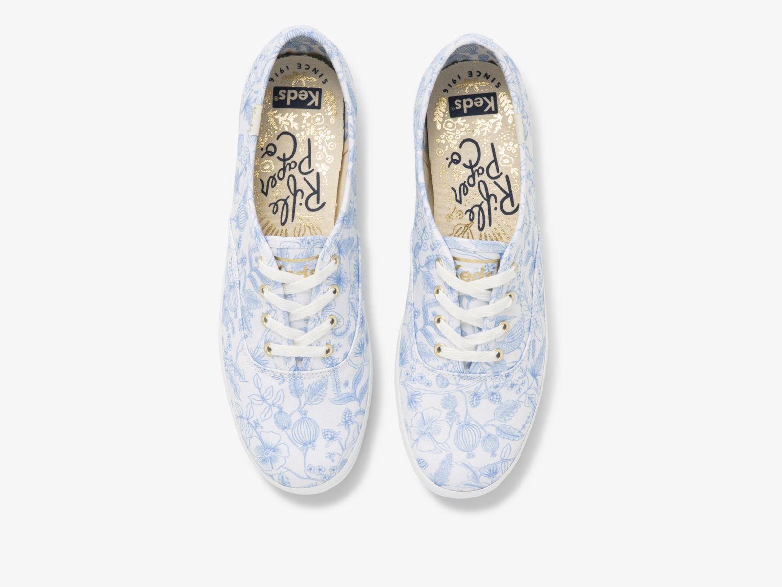 Keds Rifle Paper Co Champion Aviary Vita Blå | 9153UOSLC