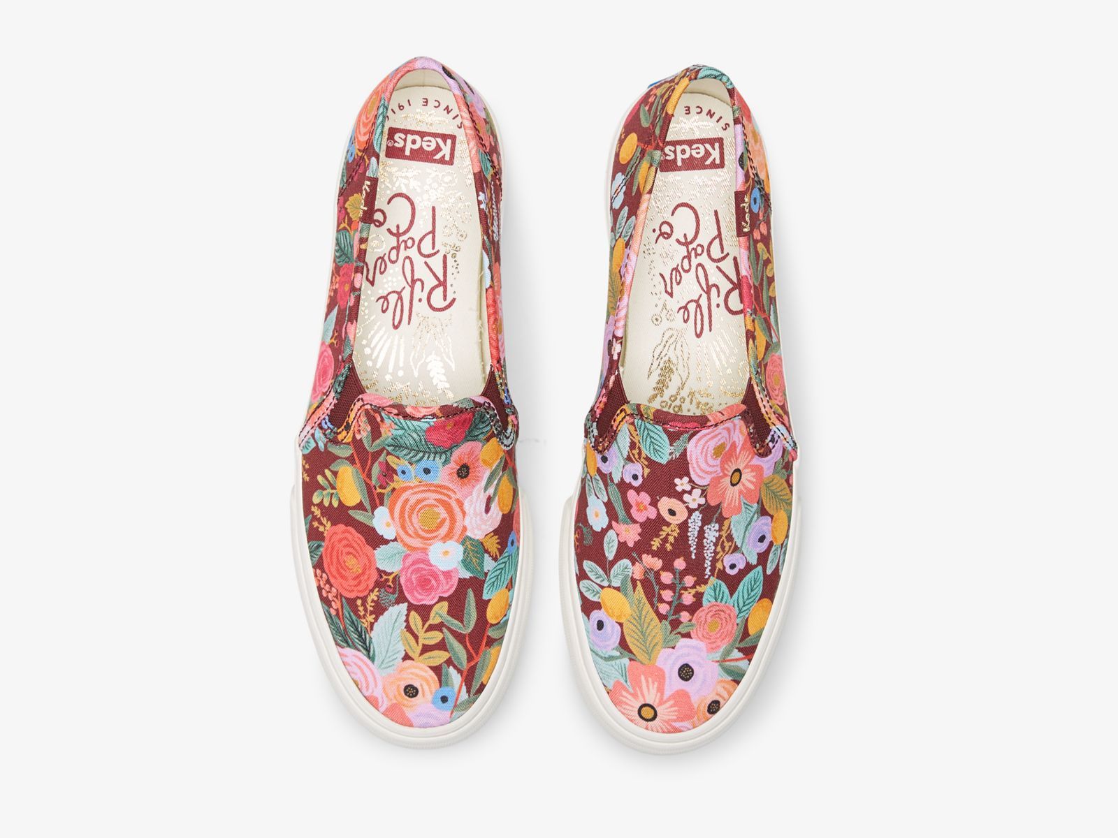 Keds Rifle Paper Co Double Decker Garden Party Vinröda | 3470DNTWU