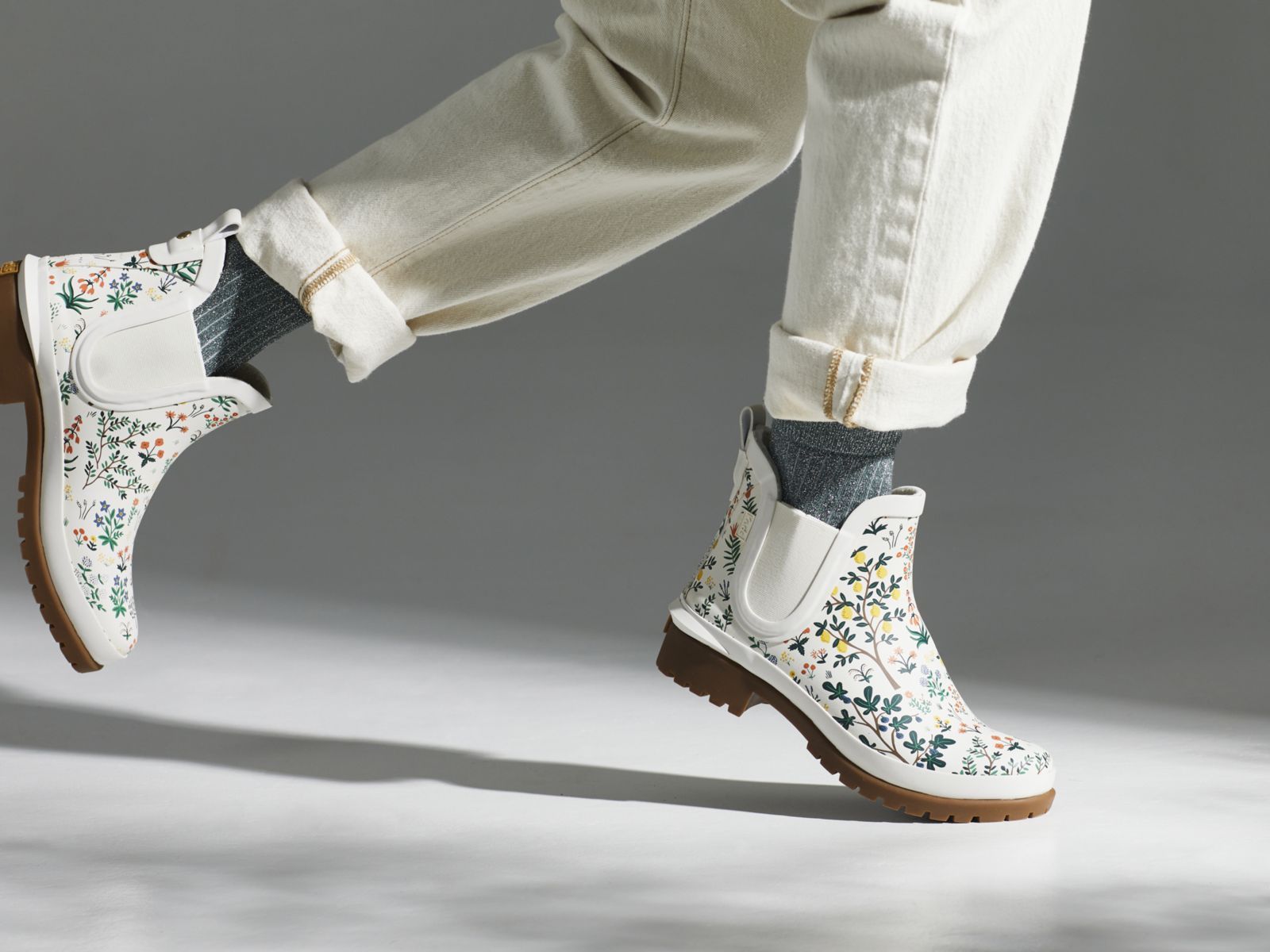 Keds Rifle Paper Co Rowan Rain Boot Menagerie Vita Gröna | 6715AEBDQ