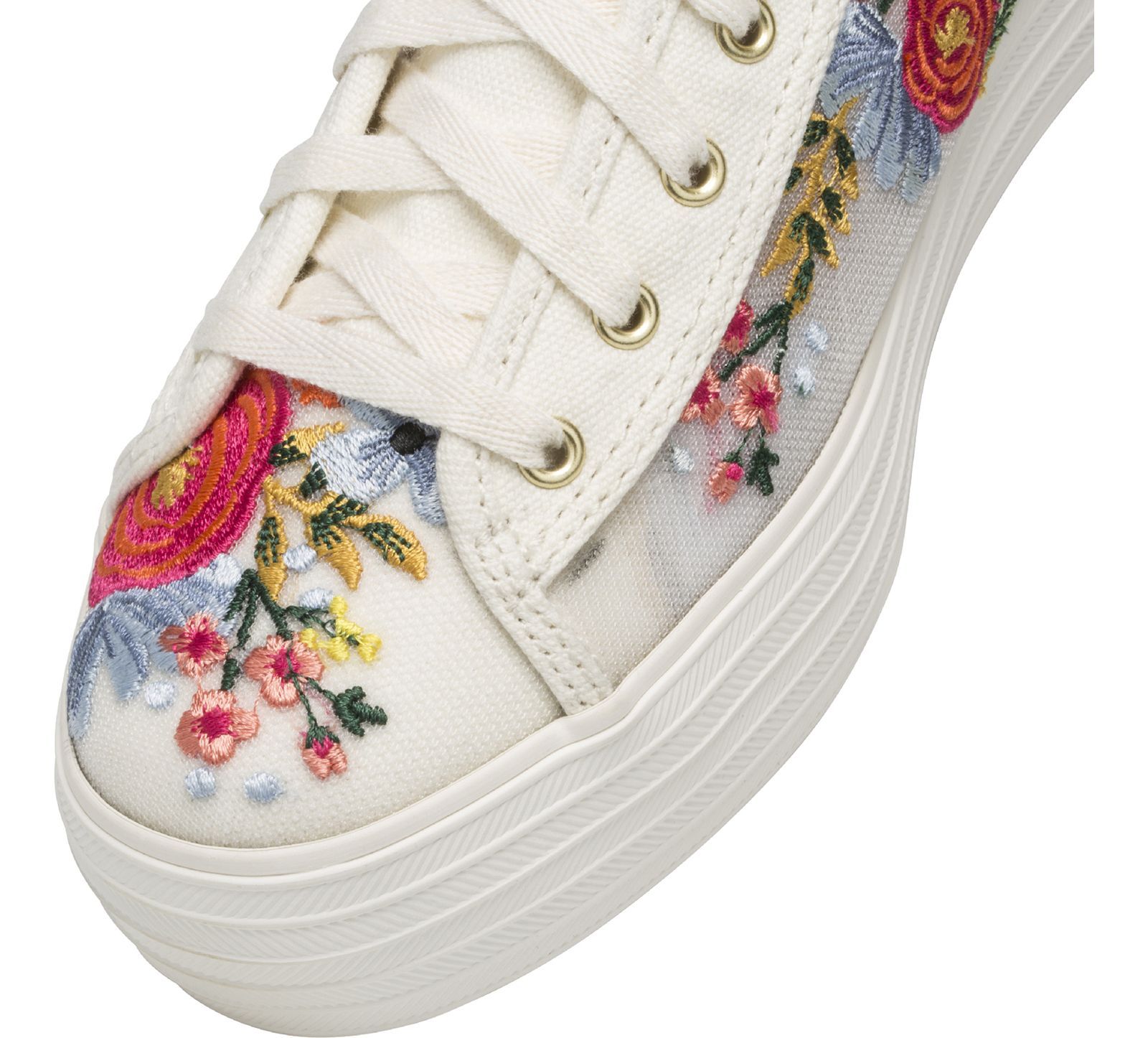 Keds Rifle Paper Co Triple Kick Embroidered Mesh Vita Olika Färger | 5894VFMEC