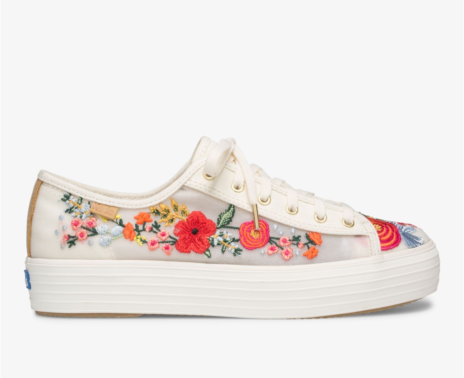 Keds Rifle Paper Co Triple Kick Embroidered Mesh Vita Olika Färger | 5894VFMEC