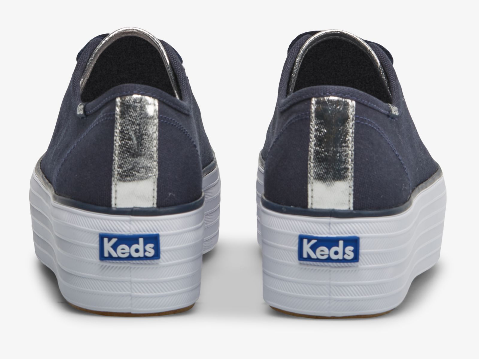 Keds Triple Up Canvas Marinblå Silver | 7435YNUXA