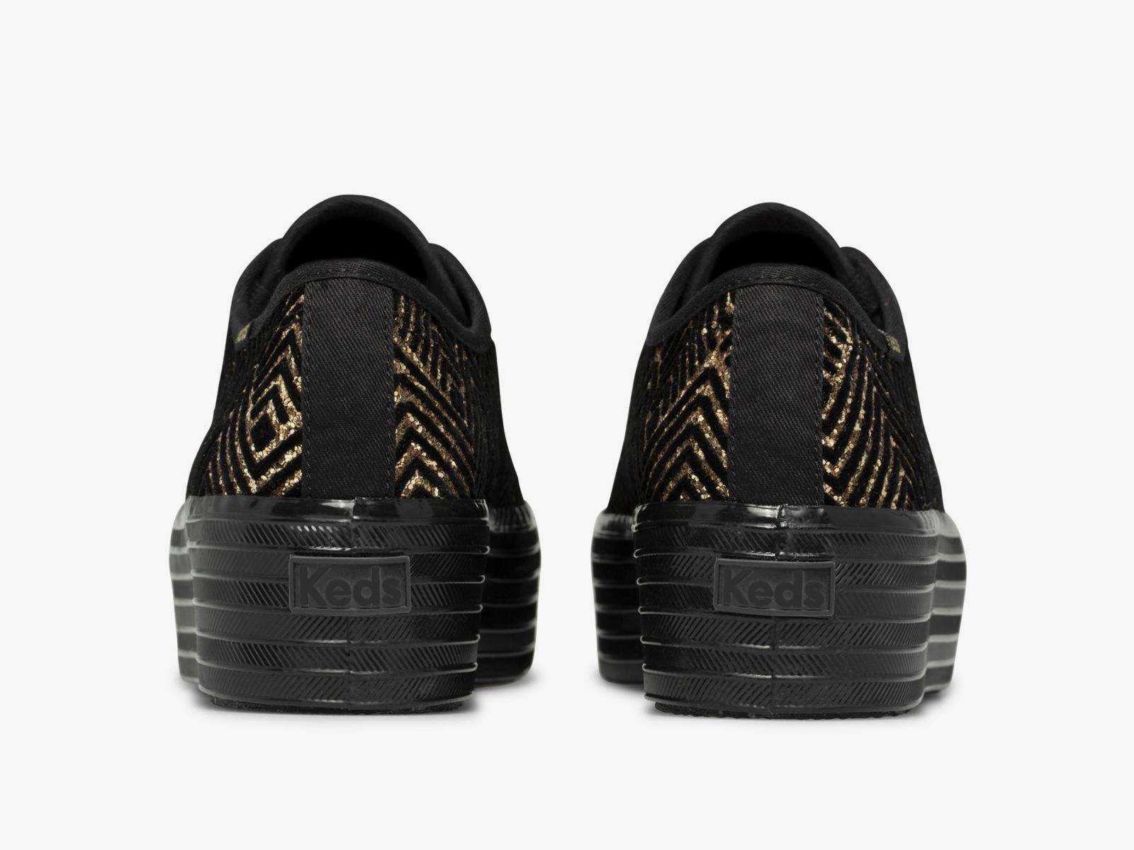 Keds Triple Up Dazzle Svarta Guld | 4027RVFOW