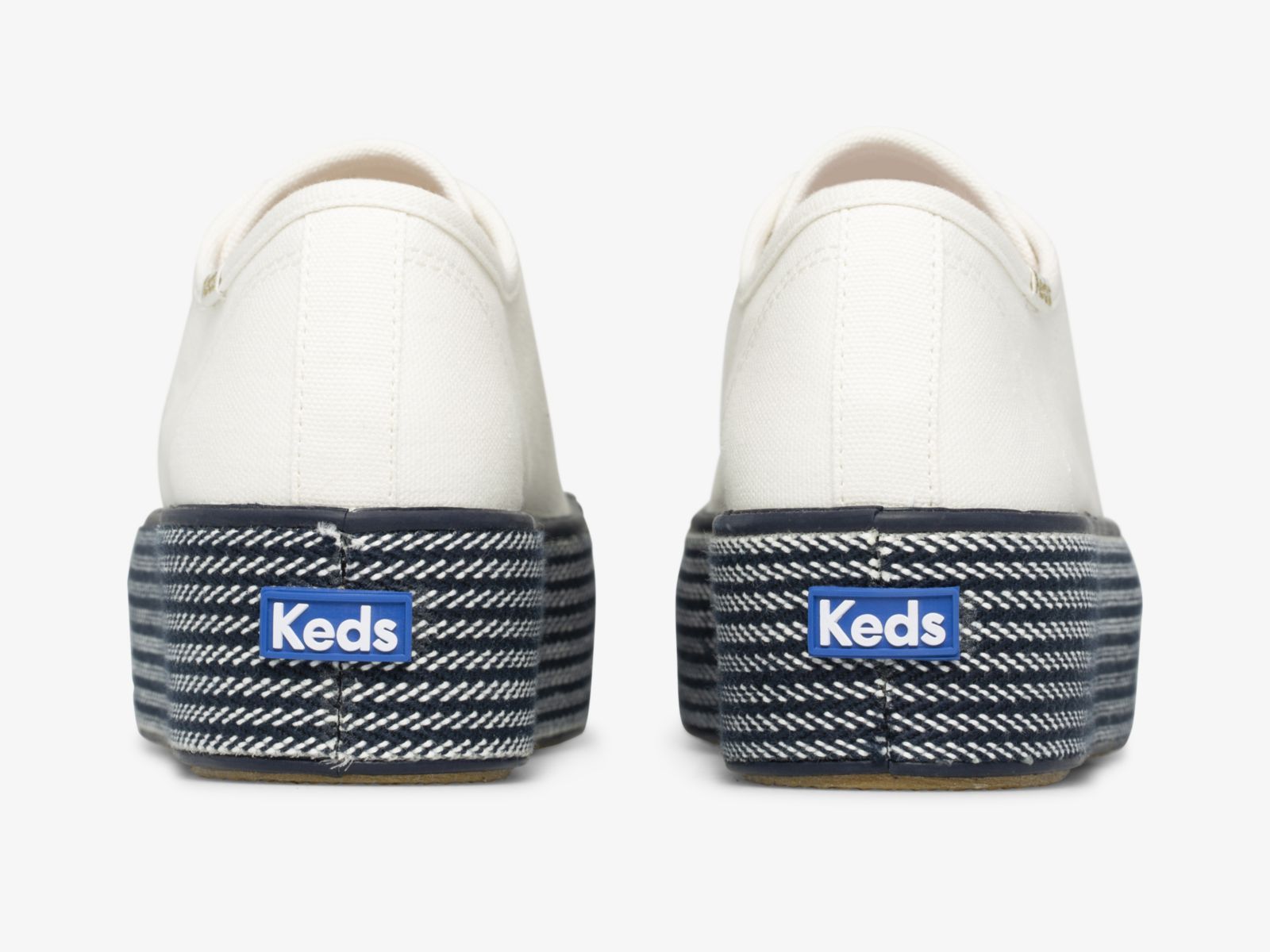 Keds Triple Up Webbing Canvas Vita Marinblå | 8475BTLVN