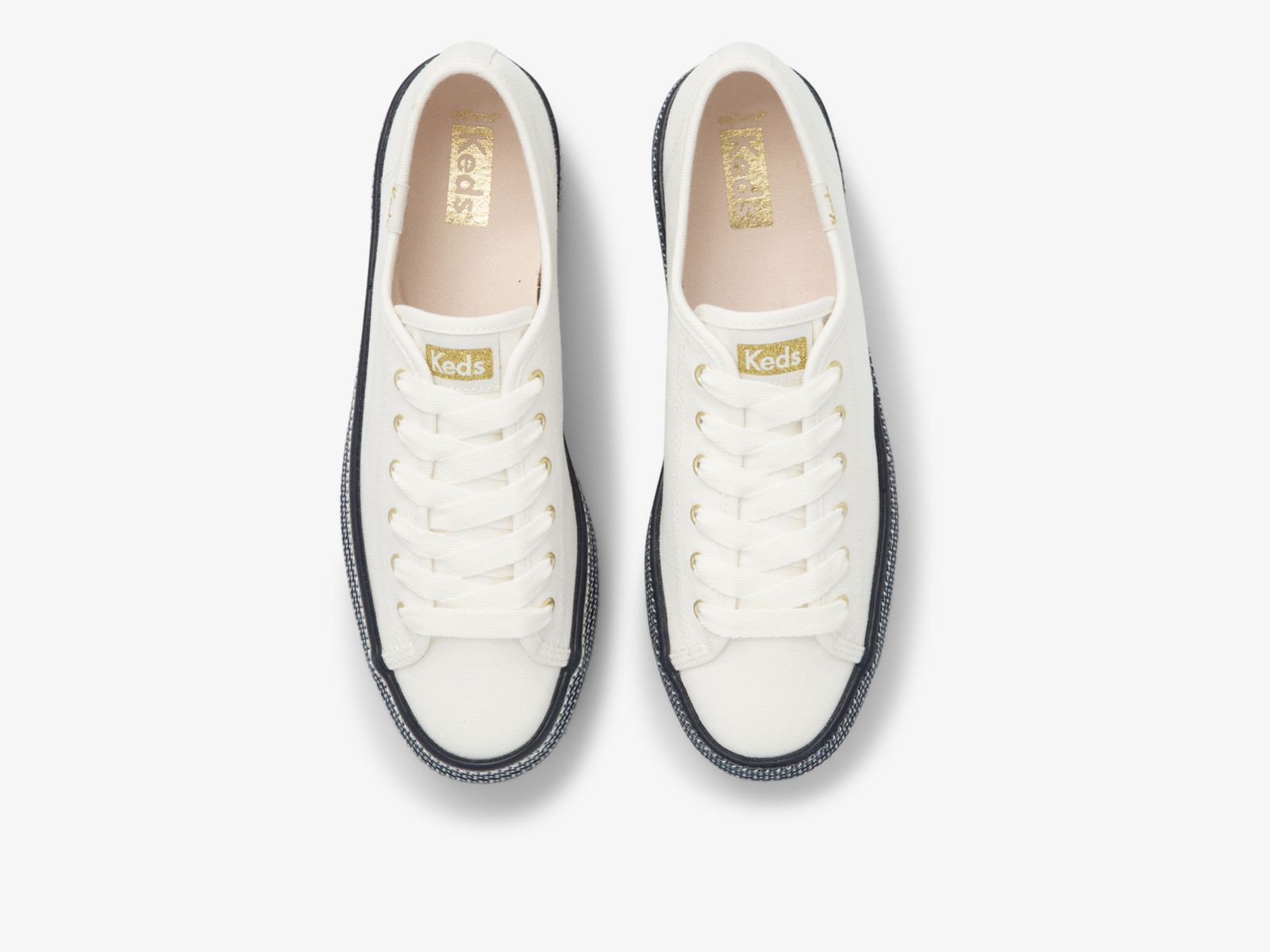 Keds Triple Up Webbing Canvas Vita Marinblå | 8475BTLVN